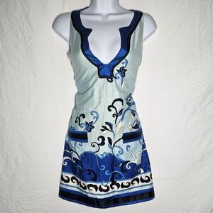 vintage y2k 2000s Blue paisley silk bebe dress